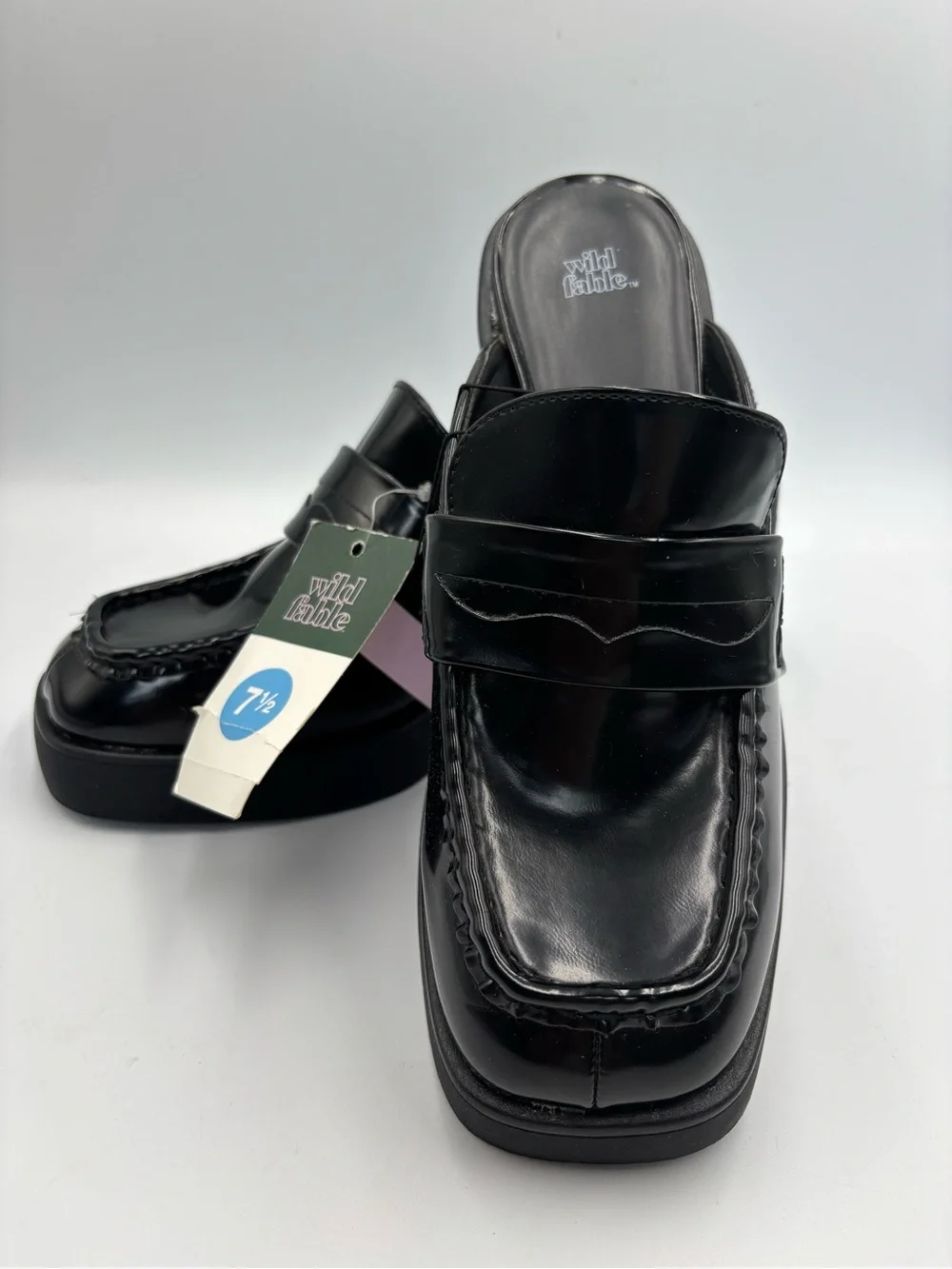 Women's Wild Fable Black Penny Loafer Mules Clog Shoes Eileen Size 7.5 Y2K 90s